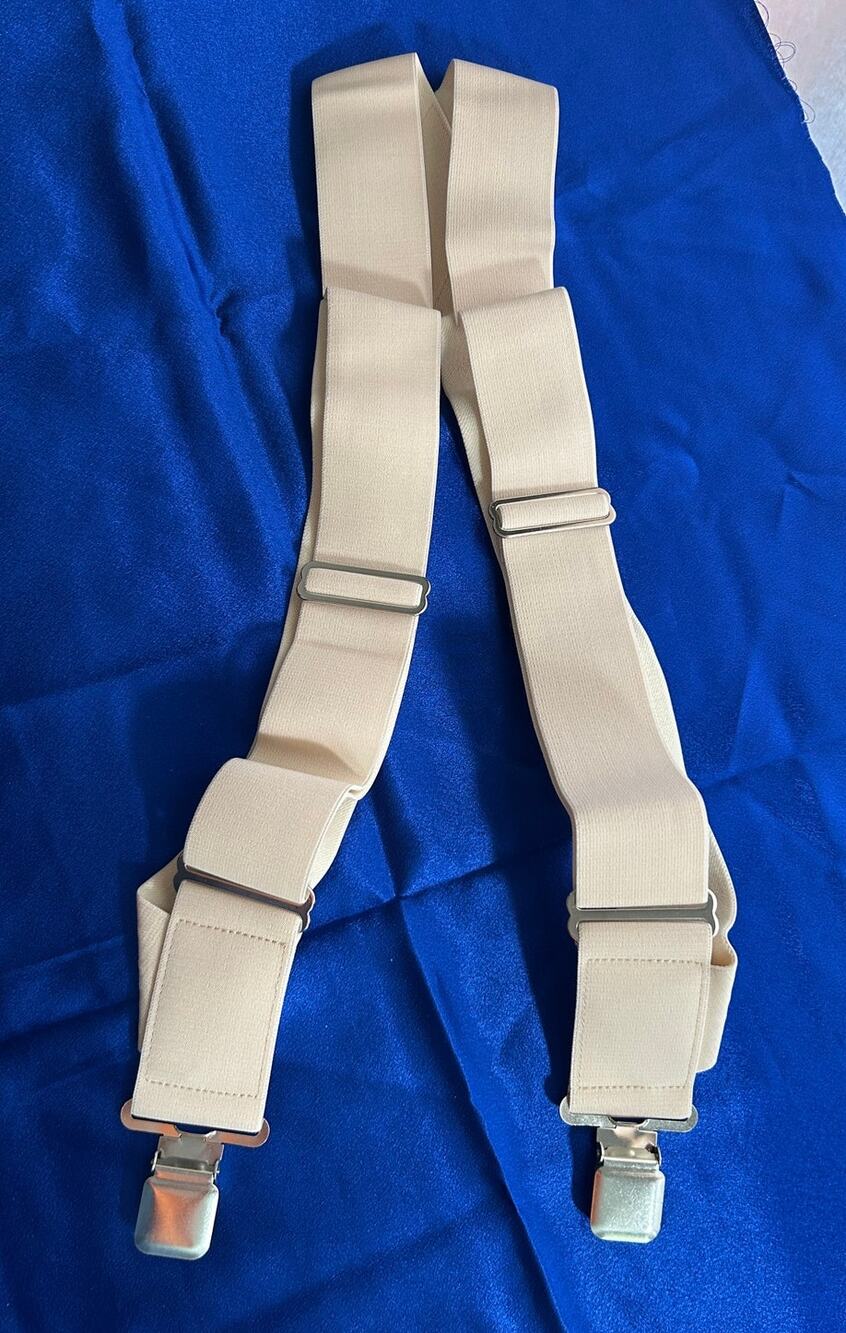 NEW 54" Undergarment suspenders beige 2" wide